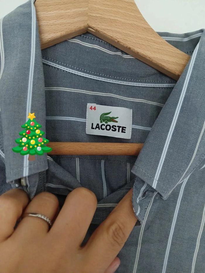 Chemise lacoste grise rayé blanche XL - photo numéro 3