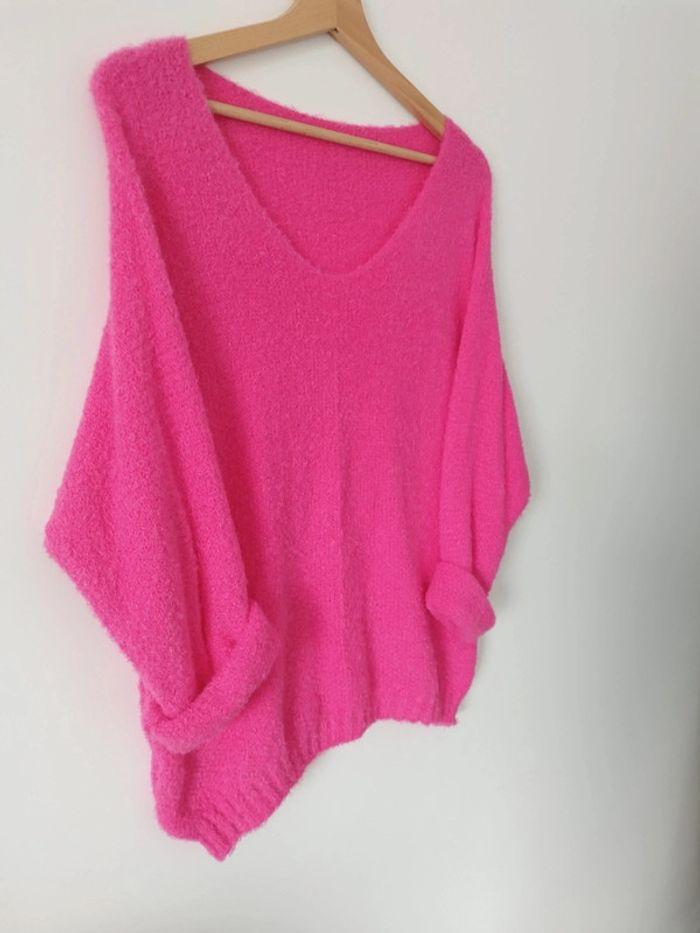 Pull fluide avec laine et mohair fushia - photo numéro 2