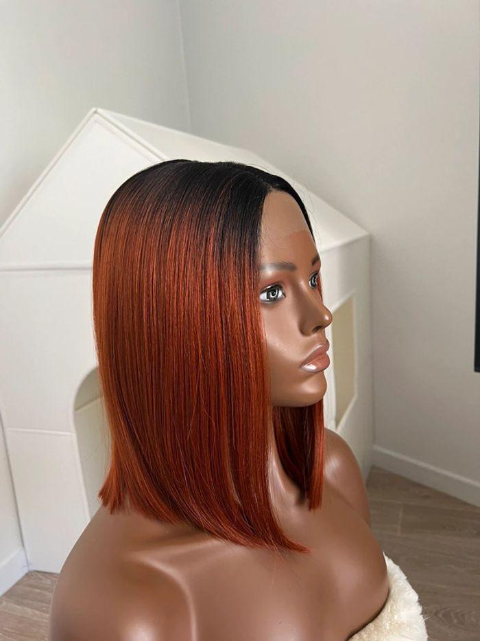 Perruque bob lace front 2 tons rousse noire - photo numéro 9