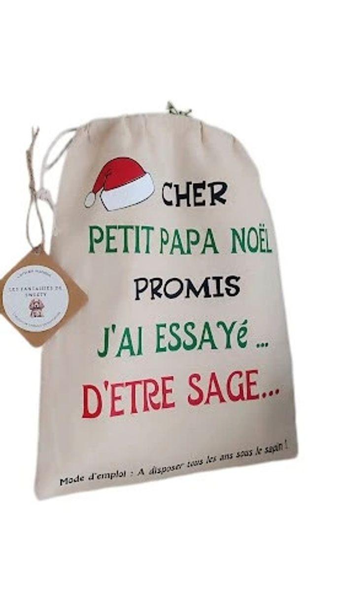 Neuf Joli sac pochon  tissu coton Noël humour - photo numéro 1