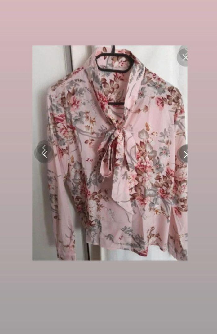 Chemisier fin rose a fleurs printemps automne et soirée femme taille 38 , M 💗 - photo numéro 4