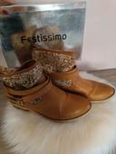 Magnifiques bottines Camel à strass - pointure 39