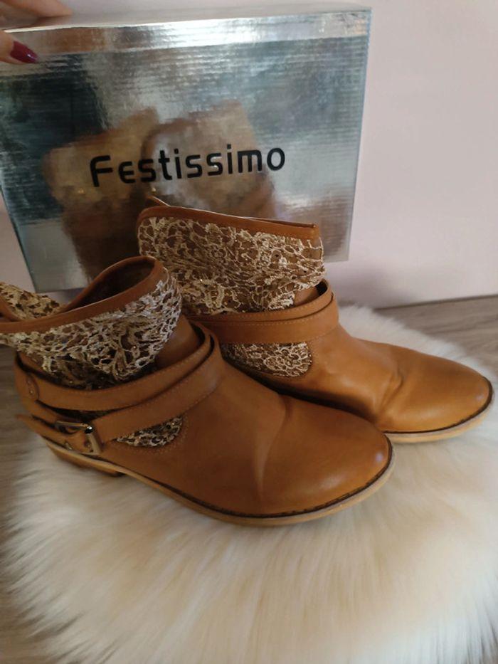 Magnifiques bottines Camel à strass - pointure 39 - photo numéro 1