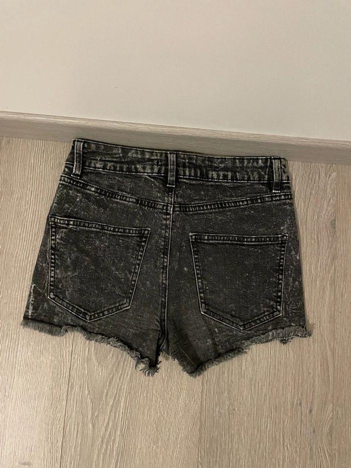 Short en jean extensible noir taille haute à frange kiabi taille 34 - photo numéro 5