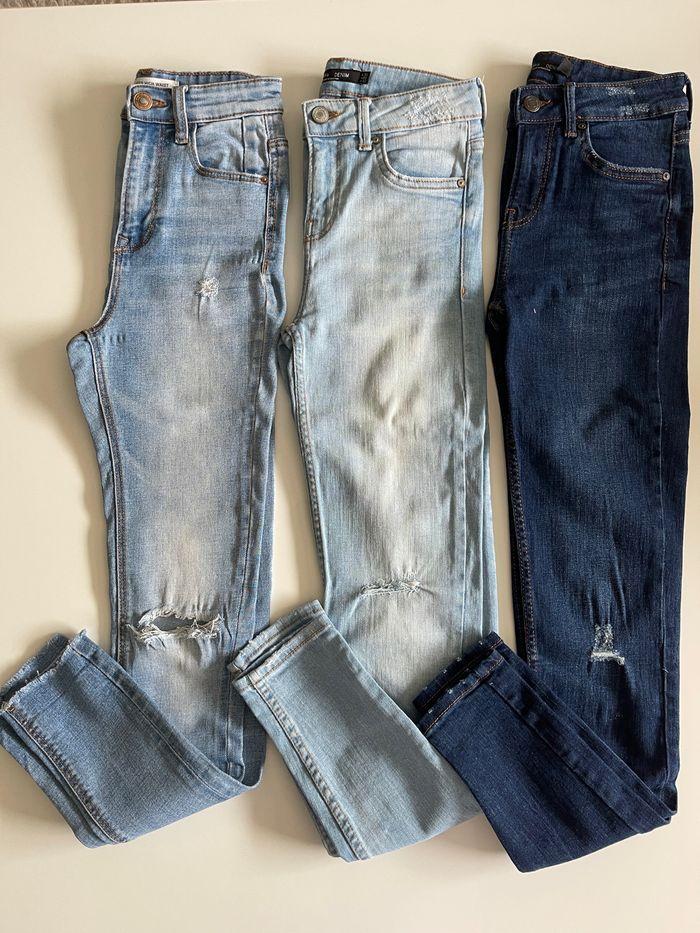 Lot 3 jeans Stradivarius Bershka 32 taille haute slim - photo numéro 2