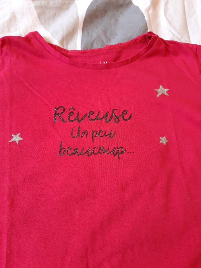 T shirt manches longues fushia gemo 8 ans - photo numéro 2