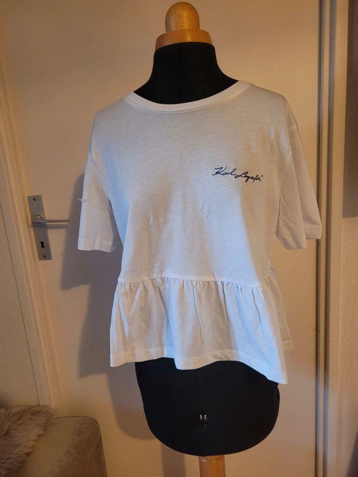 Top/t-shirt en coton blanc Karl Lagerfeld taille L - photo numéro 1