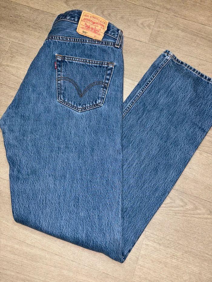 Jean Levi’s 501 Vintage Bleu Droit Taille Haute Moyenne - photo numéro 3