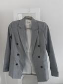 Blazer gris rayé blanc t.34 (xs)