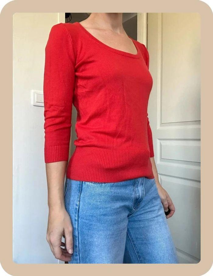 Pull fin court rouge H&M taille 36 💖 - photo numéro 3