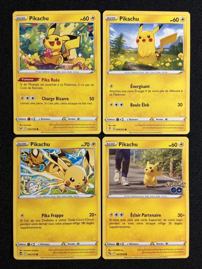 Lot Carte Pokémon Set de 4 Pikachu Collection  FR Edition - photo numéro 1