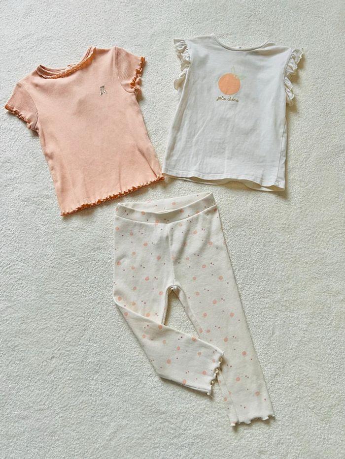 Ensemble crème/pêche t-shirt pantalon 2 ans kiabi - photo numéro 1