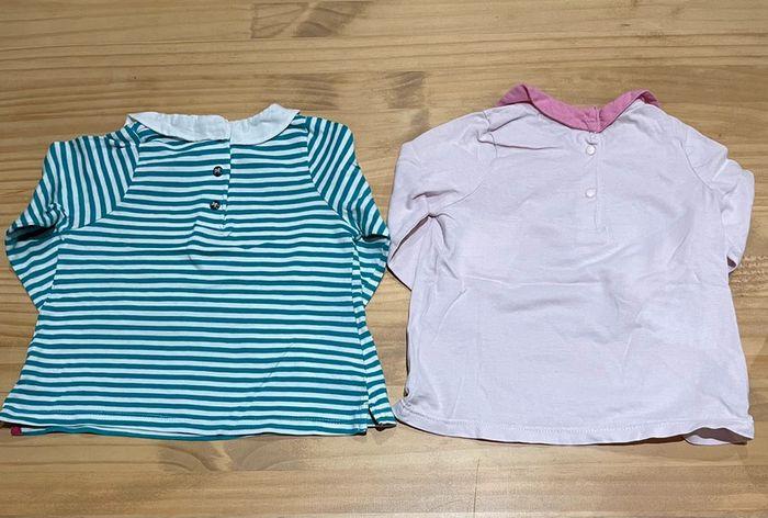 Lot de 2 T-shirts manches longues avec col 12mois/74cm - photo numéro 2