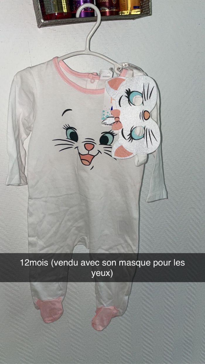 Pyjama bébé fille neuf étiquette blanc  12mois Marie aristochat Disney Disneyland