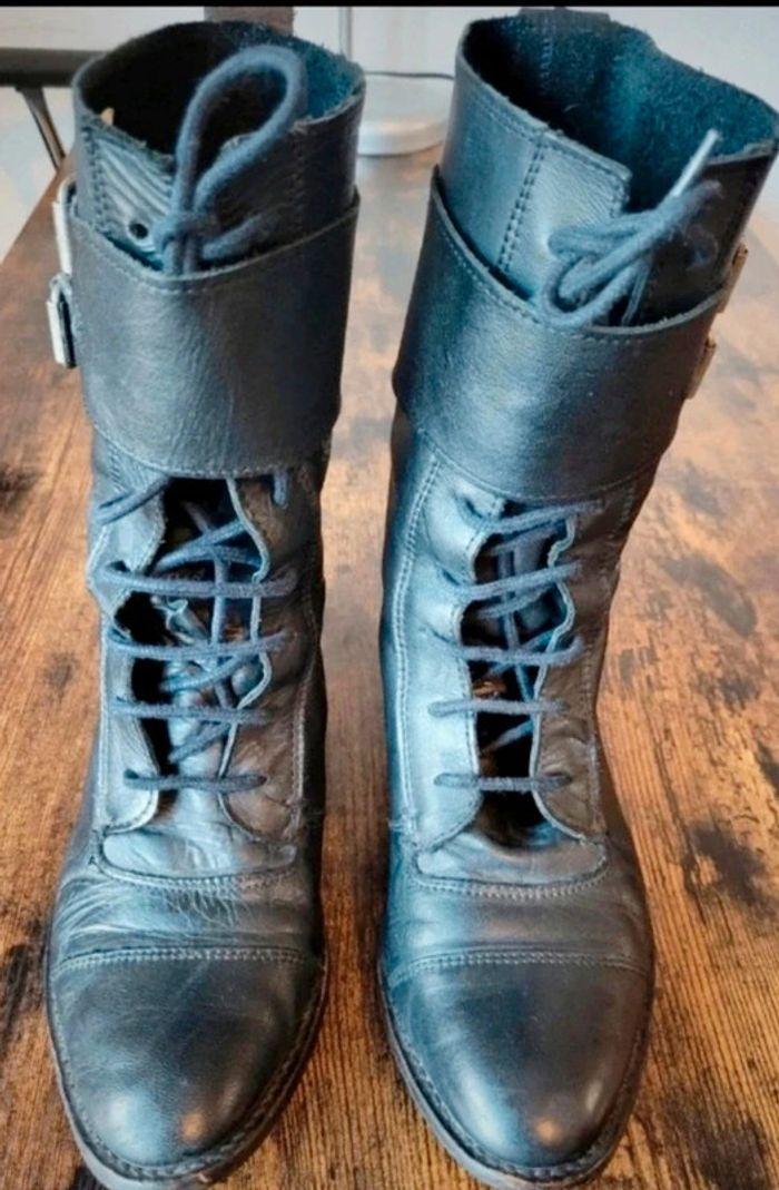 Bottes cuir mi mollets T 37 - photo numéro 4