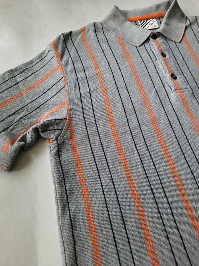 Polo rayé Pierre Cardin orange et bleu foncé homme taille L en très bon état - photo numéro 6