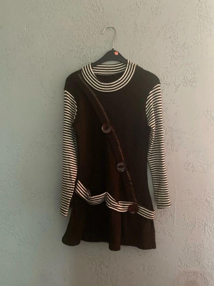 Superbe robe pull fille neuve marron beige 14 ans Kids Star - photo numéro 1