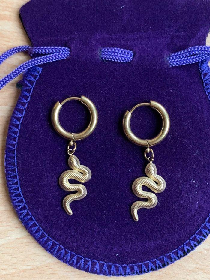 Boucles d’oreilles serpents en acier inoxydable - photo numéro 4