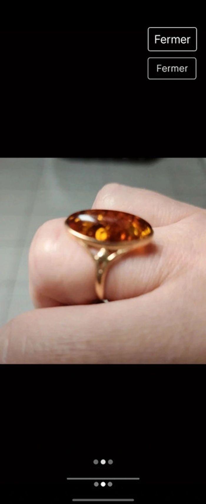 Bague or750 et ambre - photo numéro 2