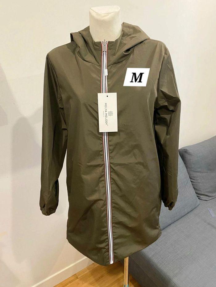 Manteau imperméable réversible mi-long souple doublé kaki doré taille M - photo numéro 1