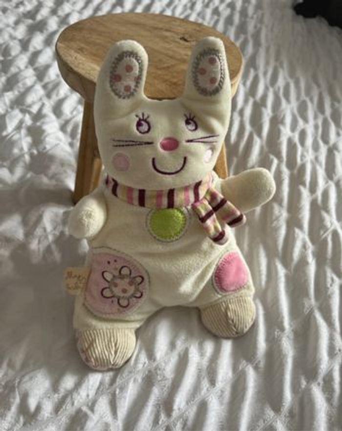 Doudou chat rose blanc nicotoy