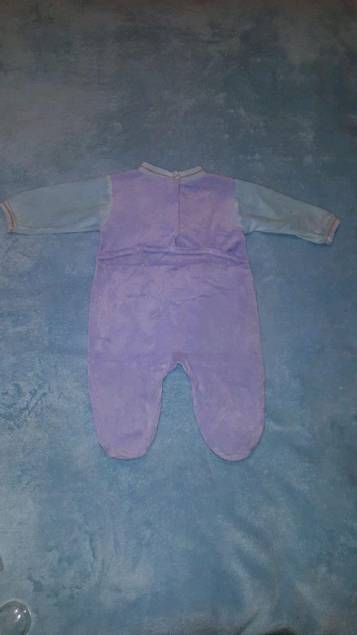 Pyjama velours violet et turquoise pâle 12 mois - photo numéro 4