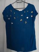 t-shirt Promod bleu canard  taille XS