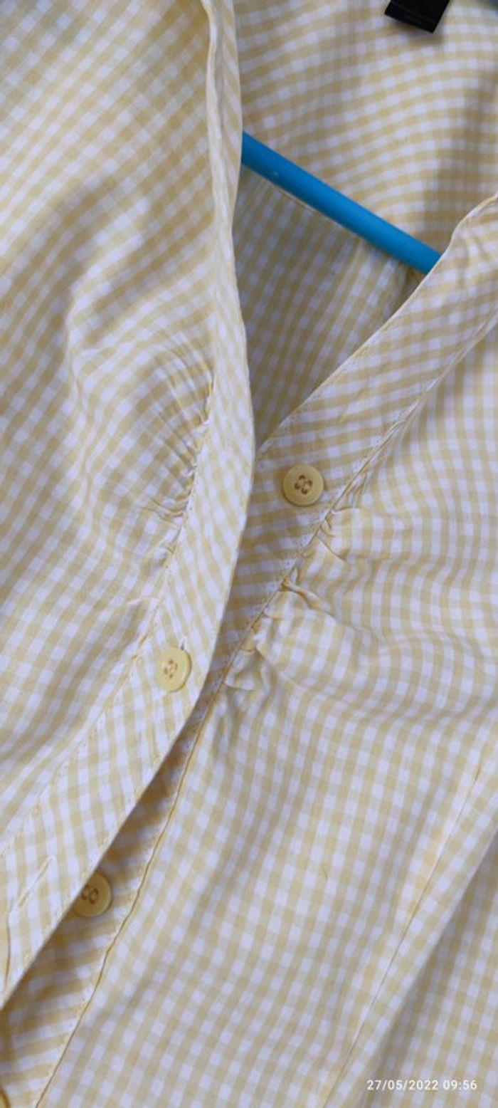 chemise cintrée vichy blanc et jaune vera moda taille S - photo numéro 3