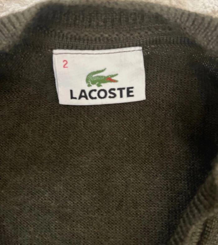 Pull homme Lacoste en laine col V gris pure laine vierge - photo numéro 3