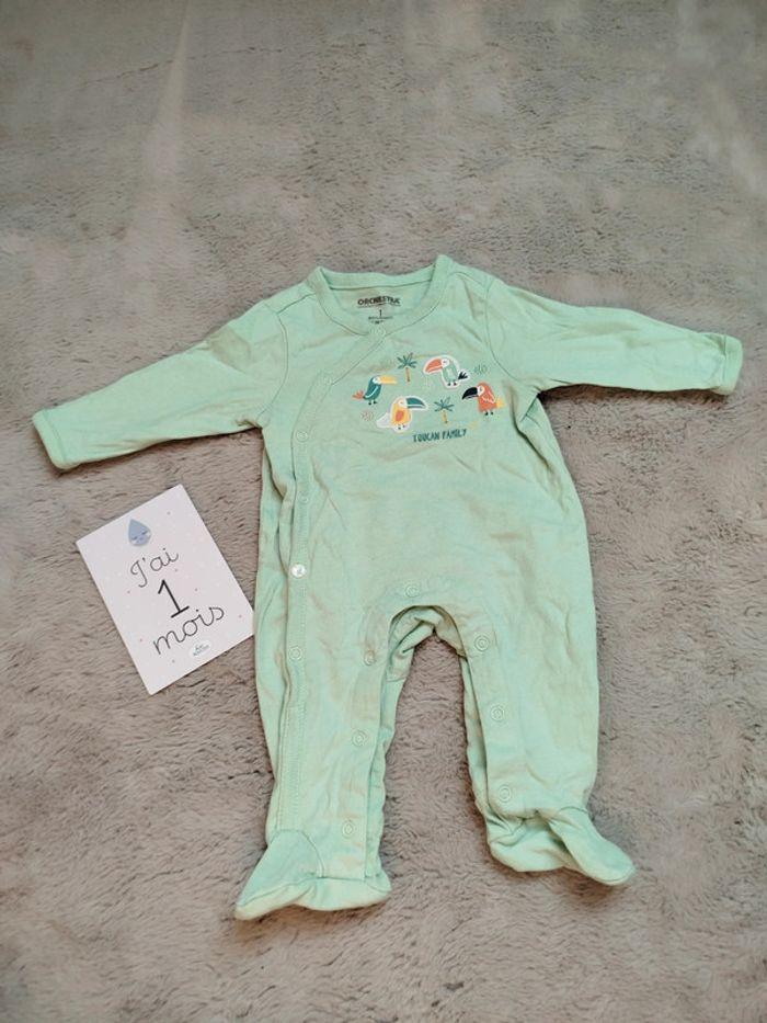 Pyjamas légers ouverture devant 1 mois (54cm)