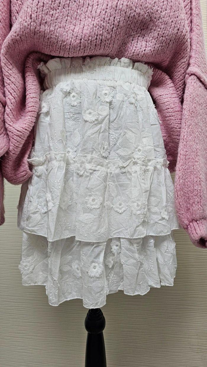 Jupe blanche volants broderies Monlook - photo numéro 6