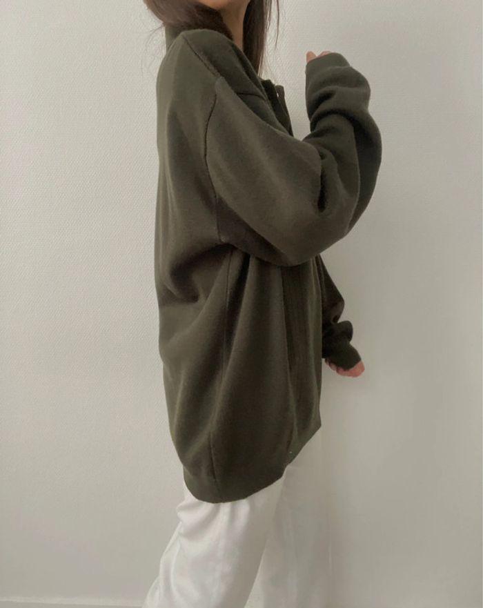 Oversized pull long à col tunisien khaki - photo numéro 12