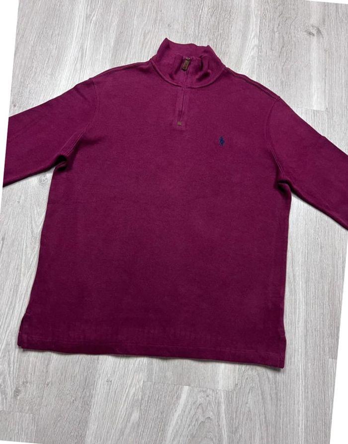 👕 Half Zip, Quart Zip, sweat col roulé à fermeture Ralph Lauren Bordeaux Taille M 👕 - photo numéro 5