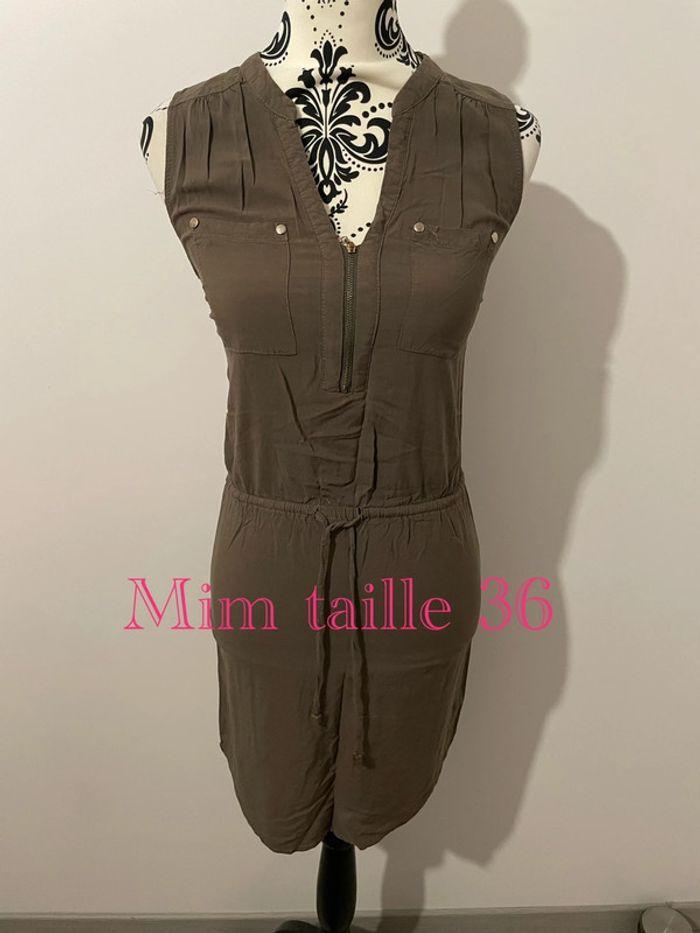 Robe sans manche kaki poche poitrine taille élastique mim taille 36 - photo numéro 1