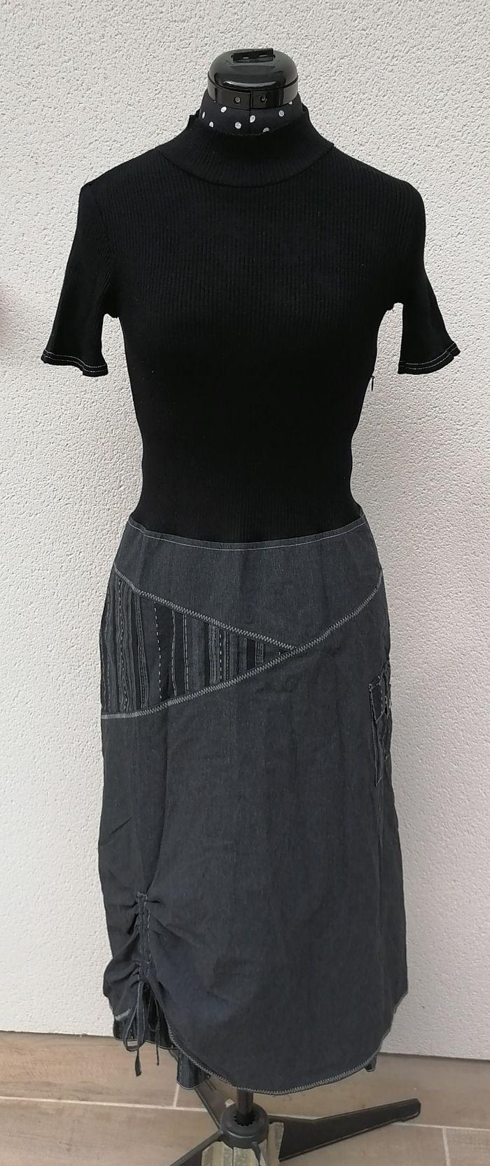 Robe asymétrique bouffante noir gris Taille M Affinités - photo numéro 2