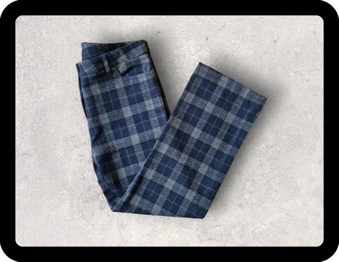 Pantalon Maje en laine a carreaux marine et gris / taille 38 / made in France - photo numéro 1