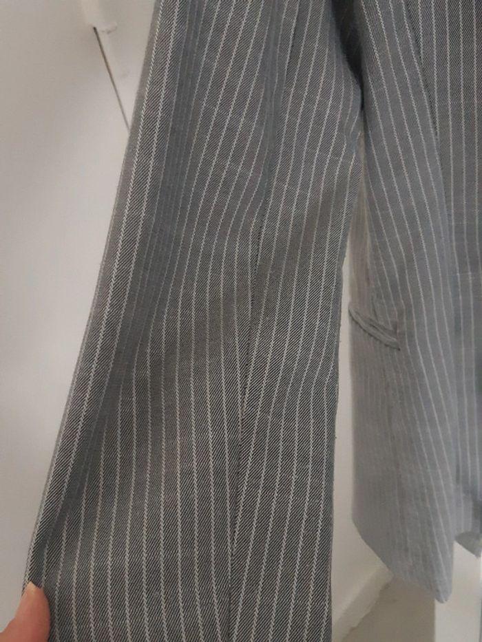 Blazer gris rayé blanc t.34 (xs) - photo numéro 3