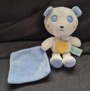 Doudou peluche ours Kawaii blanc et bleu avec mouchoir- Baby nat