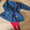 Ensemble minnie tunique en jeans fin +leggings rouge 18 mois