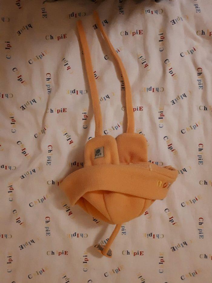 Bonnet 59 cm et moufles bébé en polaire orange - photo numéro 3