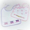 Bavoir bavouille brodé broderie violet purple rose pink fleur flower ours Bear ourson bib bébé baby