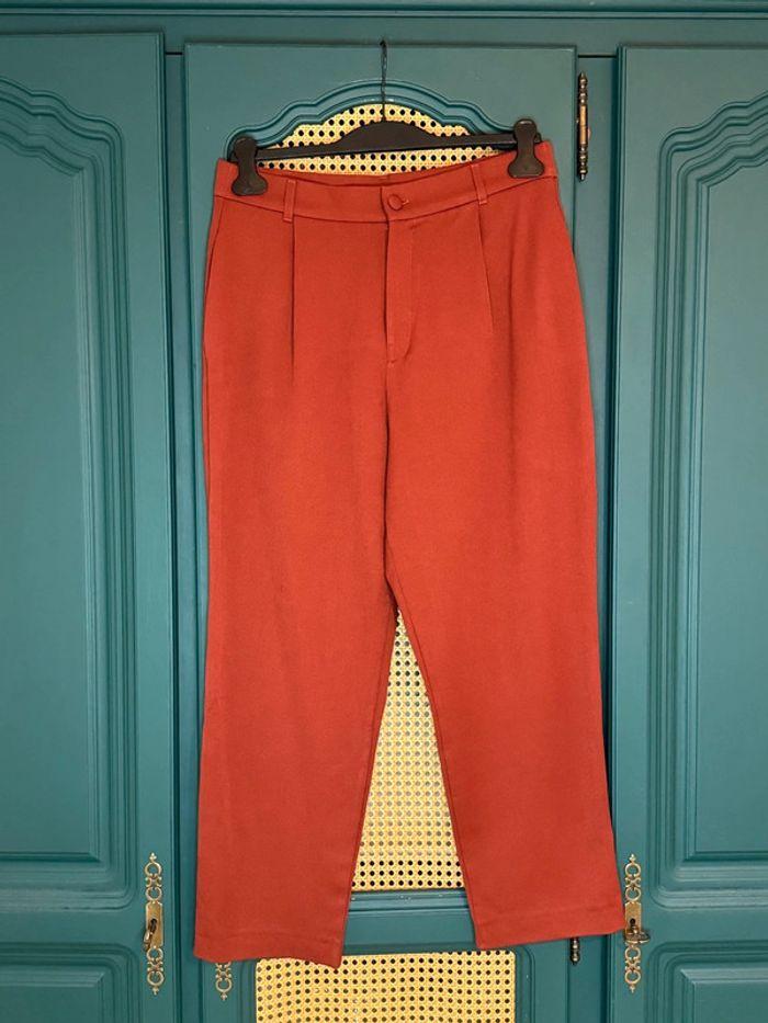 Pantalon carotte rouge Zara L - photo numéro 1