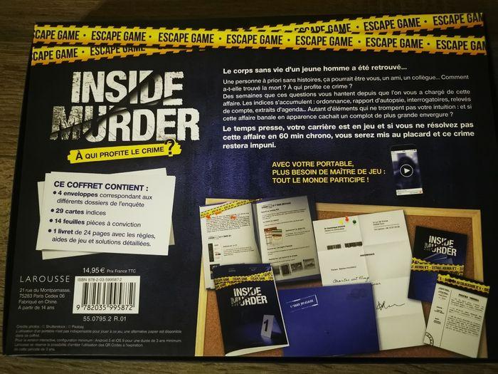 Jeu de société : escape game inside murder interactif - photo numéro 2