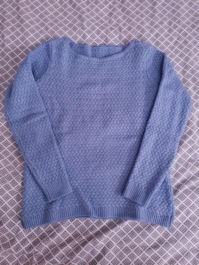 Pull laine bleu clair femme chaud et tout doux - photo numéro 1