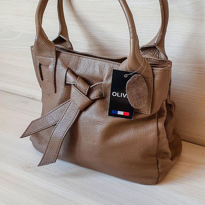 Sac à main Tote bag cuir véritable Beige Marron neuf - photo numéro 2