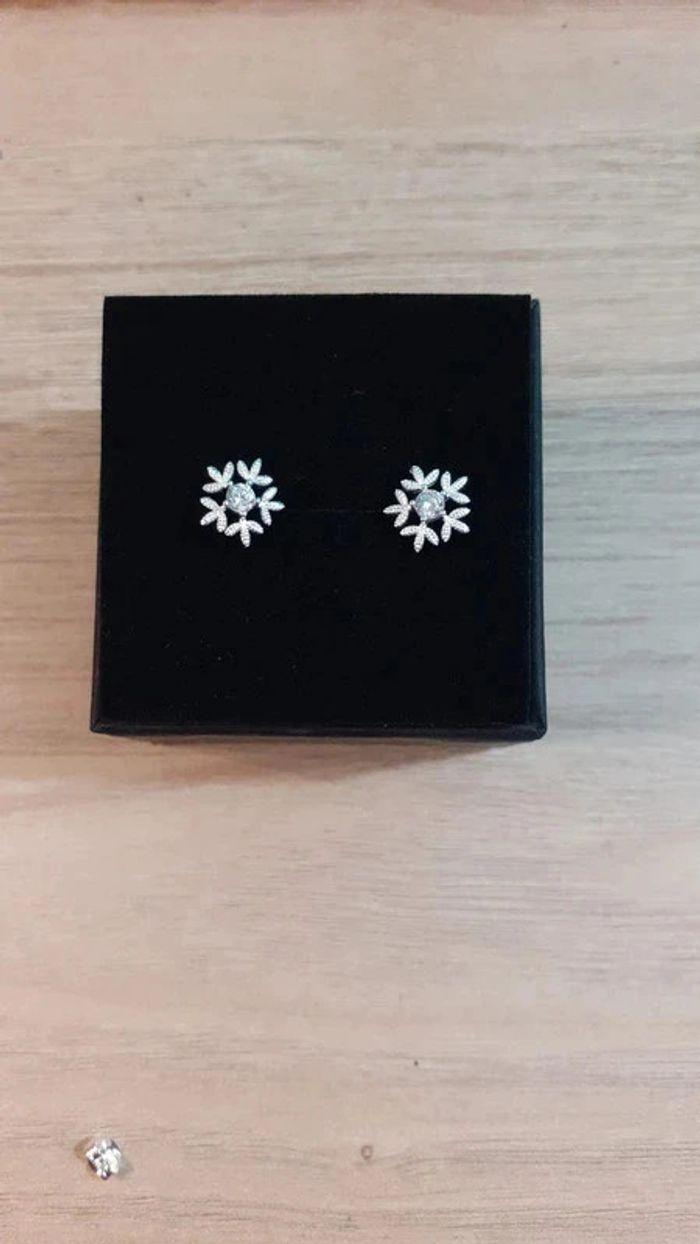 boucles d'oreilles flocons de neige argent 925 - photo numéro 1