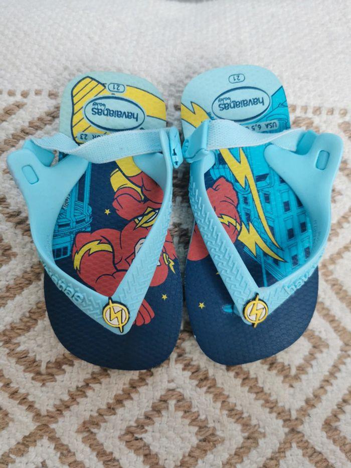 Tong havaianas garçon bleu flash Marvel Avengers neuf taille 23 - photo numéro 2