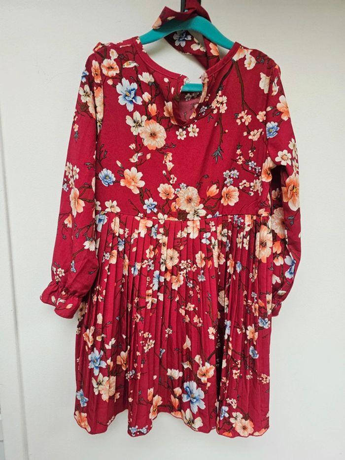 Robe rouge/bordeaux à fleurs 120cm - photo numéro 7