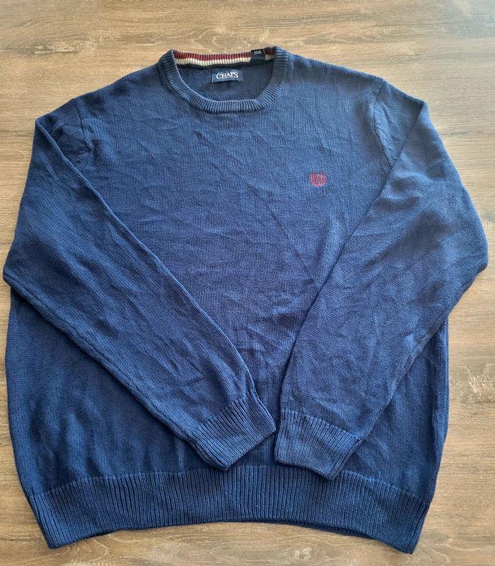 Pull Col Rond Vintage Chaps Ralph Lauren XL Marine Rétro - photo numéro 1