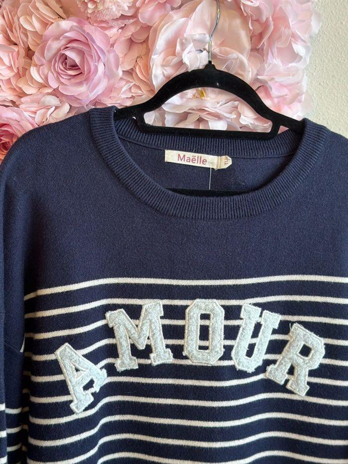 Pull marinière Maëlle à inscription “Amour”, taille unique - photo numéro 3